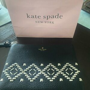Kate Spade Black Leather Aztec Print Clutch/Wristlet!!! NWOT